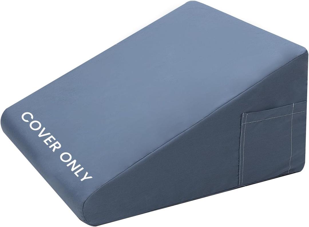 Bed Wedge Pillow Cover Only 24x24x10 Inch, Silky & Smooth Wedge Pillow Cases, Removable & Machine Washable-Zipper Design Pillowcase Blue