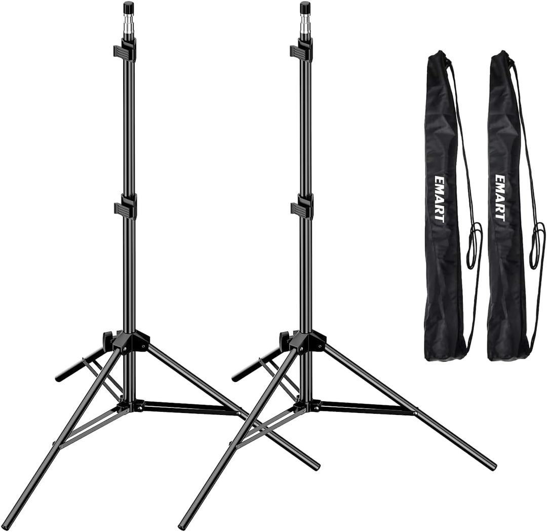 EMART 7 Ft Light Stand for Photography, Portable Photo Video Tripod Stand, 2 Pack Lighting Stand with Carry Case for Speedlight, Flash, Softbox,Strobe Light, Camera, Photographic Portrait (Black)
