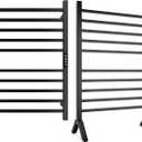 Poloma Wall Mounted & Freestanding Towel Warmer Rack for Bathrooms, Electric Heated Towel Rack Heater, Stainless Steel, Matt Black.