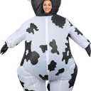 Cow Costume Adult,Inflatable Cow Costume,Milk Cow Blow Up Suit Funny Costume for Halloween Party (White)