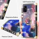 Galaxy A51 4G Case - Rectangle Retro Floral Pattern, Metal Ring Stand & Holder, Space Color