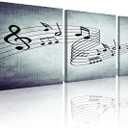 NAN Wind Modern Music Posters Beating Stretched and Framed Music Notes Decor Paintings on Canvas Wall Art Ready to Hang for Living Room Bedroom Home Decorations 3Pcs (12X12 Inch)