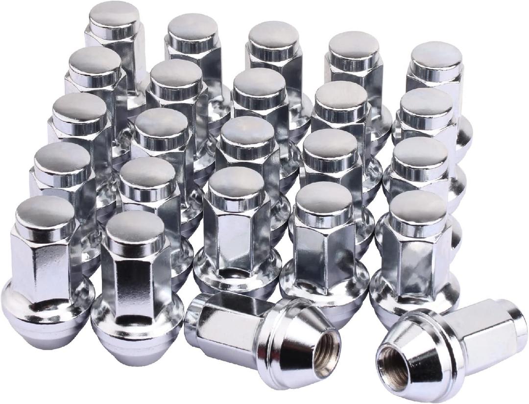 Set of 24, 14x2.0mm 13/16 Hex OEM Factory Style Large Acorn Seat Lug Nuts for 2001-2014 F150 Expedition Navigator Factory Wheels Large Acorn Seat (14mmx2.0 (OL: 54mm), Chrome)