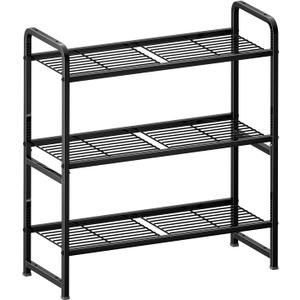 30 Inch Wide Shelving Unit, 3 Tier Wire Storage Rack for Pantry Closet, Stackable, Heavy Duty Metal, Black