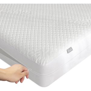 Full Size Bamboo Rayon Mattress Protector with Zipper - 100% Waterproof Zippered Mattress Cover - Soft & Cooling Noiseless Bed Mattress Covers - Top Removable Mattress Encasement 10-12" Deep