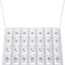 XL Pill Organizer 4 Times a Day, BUG HULL Extra Large Weekly Pill Box Case, 7 Day Vitamin Container Daily Pill Holder for Cod-liver oil, Vitamins, Supplements (White)