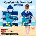 growell Hooded Kids Beach Towels - Toddler Bath Towel Girls Boys Swim Cover-ups for Ages 1 to 6 Kids Pool Towels Quick Dry Lightweight Soft Microfiber Poncho Towel 24x23 (Dinosaur Navy)