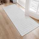 Collive Boho Kitchen Runner Rugs 2x4.3 Washable Bathroom Rug Runner Non Slip Indoor Doormat Gray Cotton Woven Front Door Rug Carpet Runner Rugs for Front Porch Entrance Entryway (Grey)