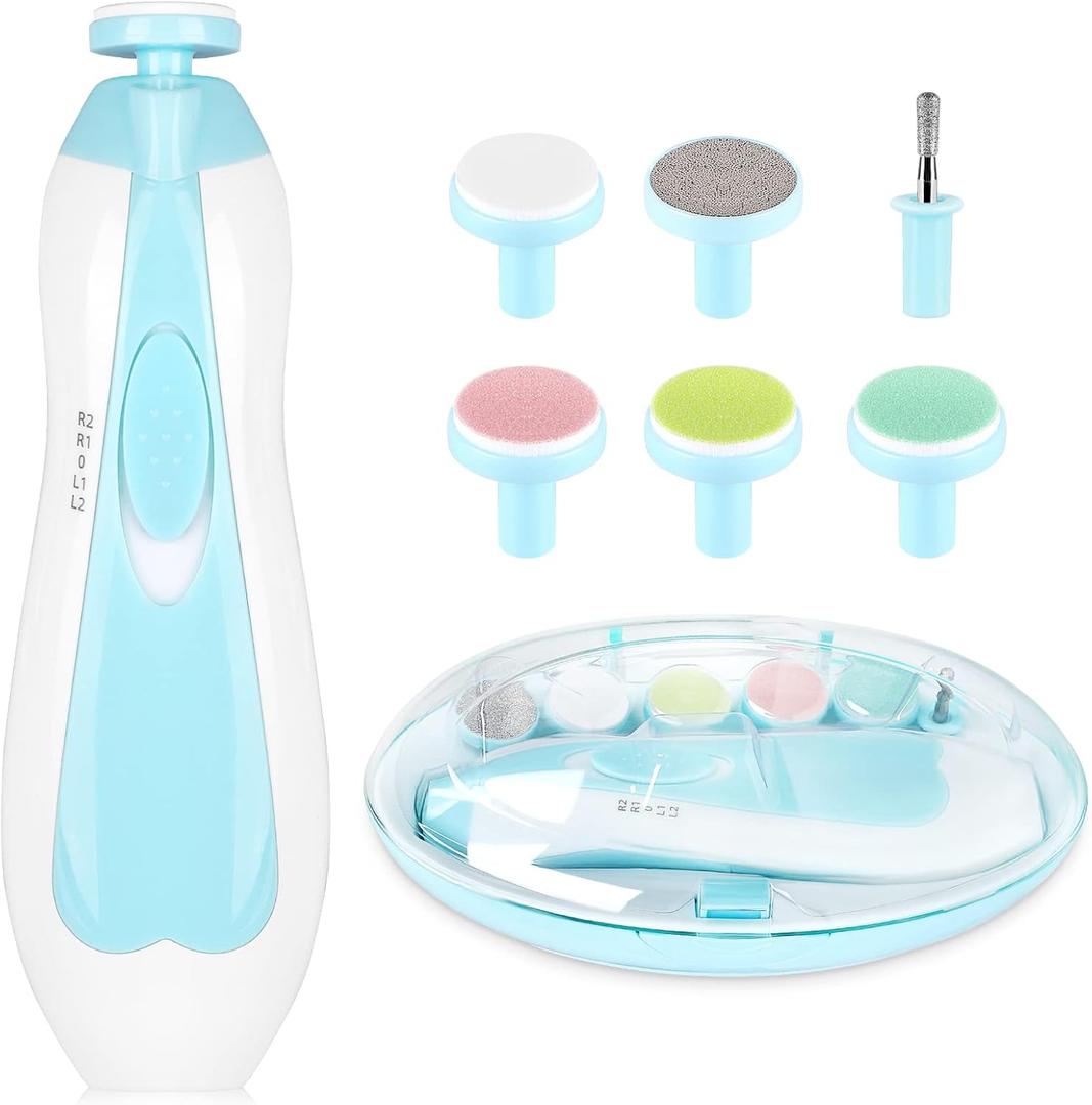 Baby Nail Trimmer Electric,Baby Nail Clippers, 6 in 1 Baby Nail File,Nail File Baby Grooming Kit Manicure Set for Toddler or Adults (Blue)