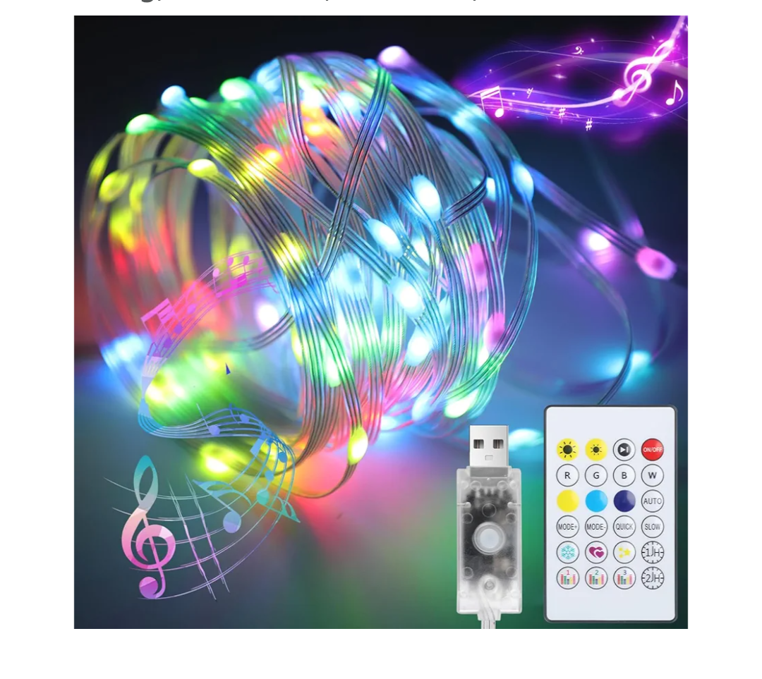 33FT Color Changing Fairy Lights with Remote, 11 Modes USB Plug in String, Multicolor LED Twinkle Lighting for Christmas Tree Decoration, Wedding, Halloween, Bedroom, Curtain