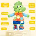 hahaland 2-in-1 Montessori Plush Busy Doll for Toddlers 1-3, Reversible Unicorn & Dinosaur Educational Learn to Dress Doll with 15+ Buckle, Snap & Dressing Skills, Toddler Gifts for 2 Years and Ups