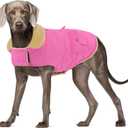 Large Dog Coat - Warm & Windproof Winter Jacket for Large Dogs - Pink, Golden Retriever to Husky Sizes