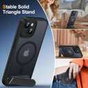 Magnetic Compatible with iPhone 15 Case, [Built-in Invisible Kickstand][Compatible with MagSafe][Full Camera Protection] Translucent Matte Phone Case for iPhone 15 6.1" Black