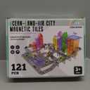 121PCS Magnetic Tiles Road Set with Pullback Cars. Magnet Tiles for Building Construction Toys with Ship, Airplane, Traffic Sign, STEM Magnetic Tiles for Kids Ages 4-8, Educational Gifts for Ages 3+