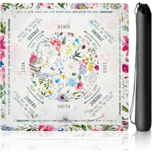 31.5" Floral Mahjong Mat with Rules, Waterproof & Anti-Noise, Large