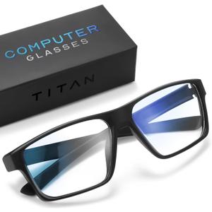 Titan Gaming Glasses, Anti Blue Light Glasses Men, UV400 Protection Blue Light Blocking Glasses for Computer Eye Strain (Black)