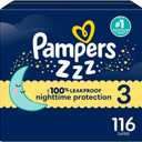 Pampers ZZZ Overnight Diapers, Size 3 (16-28 lbs), 116 Count, Nighttime Protection Disposable Baby Diaper, Night Time Leak and Skin Protection