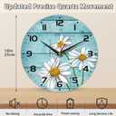 Daisy Flowers Wall Clock Vintage Wooden Wall Clock Silent Non-Ticking Battery Operated Arabic Numerals Wall Clocks Decorative for Kitchen, Office, Classroom 10 Inch