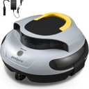 POOLPURE AquaGuard SE II Cordless Robotic Pool Cleaner - 100Min Runtime with 5000mAh Battery, Dual 30W Motors & 2150 GPH Suction for Above Ground & Inground Pools, Advanced Navigation (Yellow&Grey)
