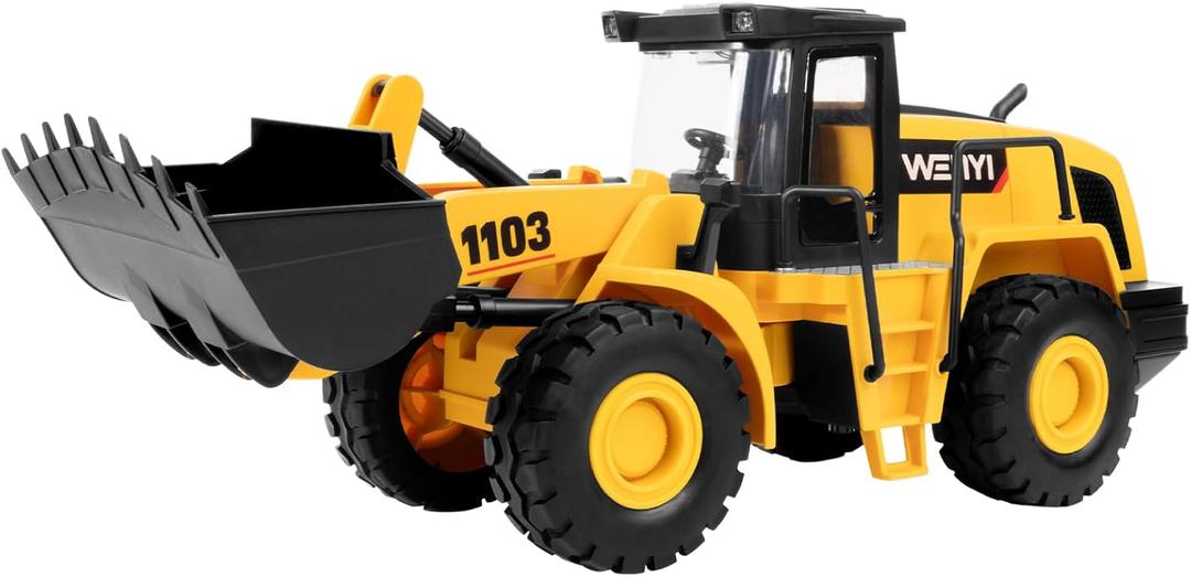 Bulldozer Toy, 16" Front Loader, 1:10 Scale Classics Bulldozer, Wheel Loader with Real Working Arm & Bucket, Lights & Sounds Construction Vehicle Toy for Boys and Girls, Kids, Toddlers, Ages 3+