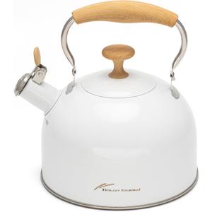 Tea Kettle, 304 Stainless Steel Whistling Tea Kettle,2.5 Quart/2.4L Stovetop Tea pot for Induction & Gas Stove with Ergonomic Folding Handle, Loud Whistle for Tea, Coffee, Milk - Milk White