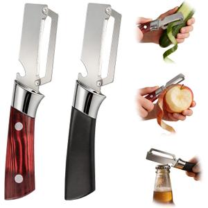 8 x Multifunctional Vegetable Peeler, 2 in 1 Stainless Steel Fruit Veggie Peeler, Handheld Potato Peeler Knife with Bottle Opener Kitchen Tool for Peeling Carrrot Pineapple Pumpkin Papaya(2 Pack)