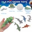 Viabty 6PCS 3D Printed Shark Figurines Toys for Kids Toddlers, Realistic Ocean Sea Animals Bath Toys Fidget Toys Cake Toppers Shark Party Decorations Christmas Birthday Gift for Boys Girls
