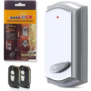 InstaLock Smart Remote Door Lock for Existing Deadbolt - Installs in 30 Seconds - Enjoy Automatic Keyless Entry with Tool Free Installation - Includes Conversion Kit and Two Wireless Remotes (Silver)