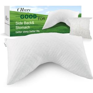 Side Sleeper Pillow for Neck and Shoulder Reilef, Ergonomic Design Medium Firm Pillow, Queen Size Bed Pillows for Sleeping, Cross Cut Memory Foam Pillows for Back, Stomach and Side Sleepers (White)