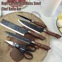 Knives Set with Block,6pc Chef Knife Set High Carbon Stainless Steel Sharp Knives with Universal Knife Block Suitable for Kitchen, Anti-Rust Kitchen Knife Block Set,Space-saving, Safer and Tidier (White)