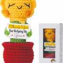 4 x Teacher Appreciation Gift  Crochet Sunflower Plush with Thank You for Helping Me Grow, Handmade Flower Desk Decor, End of Year Graduation Birthday for Teachers, Colleagues, Women