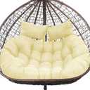 Outdoor Double Egg Chair Cushion Replacement Waterproof Thickened Cotton Hanging Basket Egg Chair Cushion 55x35 Inch Universal Fit for Patio Wicker Swing Chair (Biege) (Cushion ONLY)