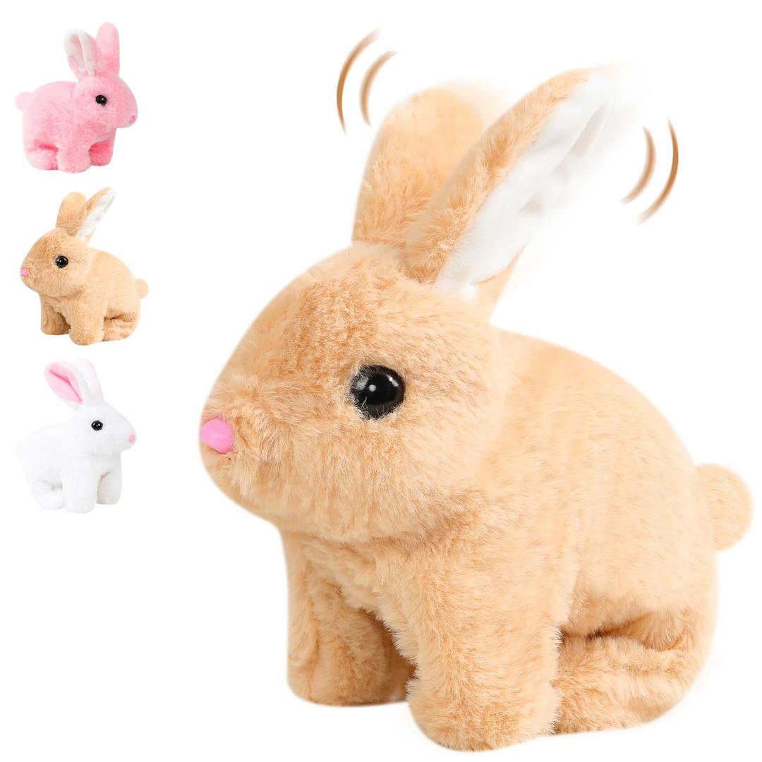 BCBU Bunby Realistic Rabbit Toy,
7''
Easter Realistic Rabbit Toys,Interactive Plush Bunny,Realistic Bunny Can Walk and Talk,Lifelike Movements, Hops,Twitches & Wiggles Ears,Handmade,Easter Gift(Pink)