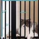 No Pawblems 55" Extra Tall Pet Gate for Cat/Dog, 29-40" Wide Auto Close Tall Dog Gate for Doorways/Hallways, 1.37" Ultra Narrow Spacing, NO Drilling Pressure Mounted, Black