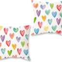 Valentines Day Pillow Covers 18x18 Inch Colorful Heart Decorative Throw Pillows Farmhouse Romantic Patio Happy Valentine Cushion Case for Sofa Couch Home