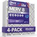 BNX TruFilter 20x20x1 Air Filter MERV 8 (4 Pack) - MADE IN USA – Dust & Pet Defense Electrostatic Pleated Air Conditioner HVAC AC Furnace Filters for Dust, Pet, Mold, Pollen MPR 600 – 700 & FPR 5