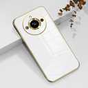 Compatible with Realme 11 Pro Plus Case Silicone Pink, Plating for Realme 11 Pro Plus Phone Case Shockproof Thin and Soft Cover (White)