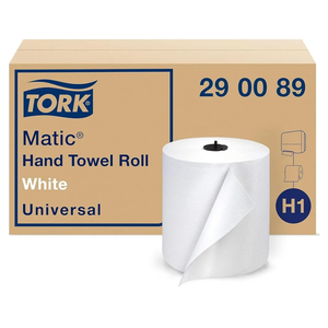 Tork Matic Paper Hand Towel Roll White H1, Universal, 100% Recycled Fiber, 6 Rolls x 700 ft, 290089