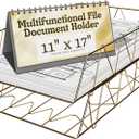 Performore 11x17 Stackable Metal Paper Tray Organizer, 2-Tier Wire Desk Trays for Office & Home, Gold File Holder for Documents, Mail, Folders & Tabloid-Size Paper