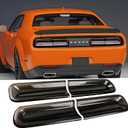 Tail Light Covers Guards Compatible with Dodge Challenger 2015-2023 GT/RT/Scat Pack/SRT 392/ Hellcat/SXT, Smoked Black Rear Light Protective Cover Guards Trim Set Exterior Accessories
