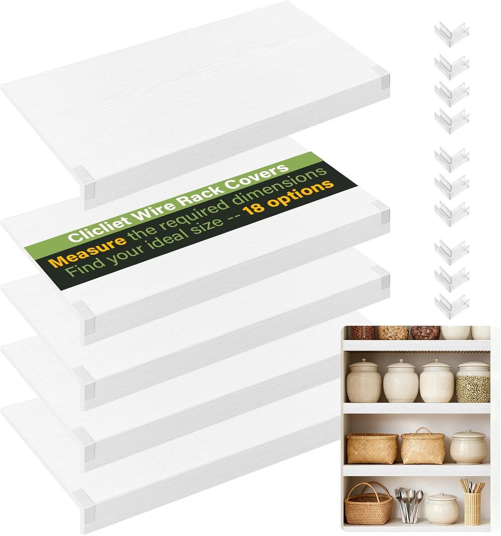 CLICLIE Wire Shelf Covers, 24" W X 12" D PVC Wire Rack Covers for Pantry