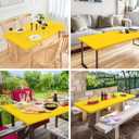 NEWISHER Fitted Rectangle Tablecloth 24 x 48 Inch Elastic Table Cloth for 4ft Table, Stretch Spandex Tables Cover Gold Washable Polyester Top Cap Cover for Dining Picnic Camping Indoor and Outdoor, Gold 
