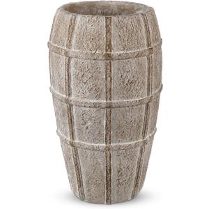 Briful Rustic Terracotta Flower Vase for Home Decor 12" Brown Farmhouse Textured Barrel-Style Ceramic Vase Vintage Handcrafted Gridded Design for Faux & Dried Flowers Living Room Table Centerpiece