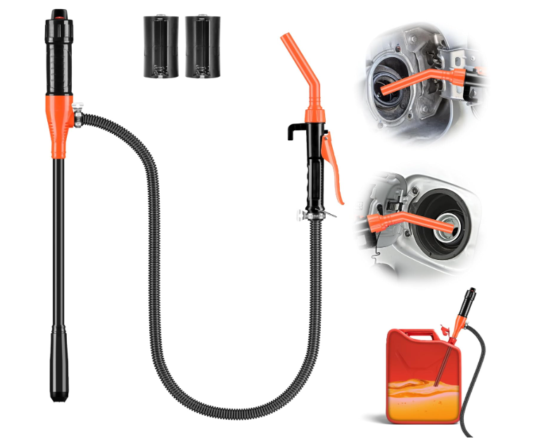 Kiweoci Cordless Electric Fuel Transfer Pump, 3GPM Portable Fluid Transfer Siphon Pump with Oil Pipeline, Battery Gas Pumps with Adjustable Flow Control Nozzle(Orange)