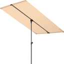 HOMSHADE 6x4ft Outdoor Balcony Umbrella - Flat Porch Pool Patio Umbrella Rectangular Canopy Shade UPF50+ UV Protection 360 Rotating & Tilting All Angles Applicable (Beige, No Base)