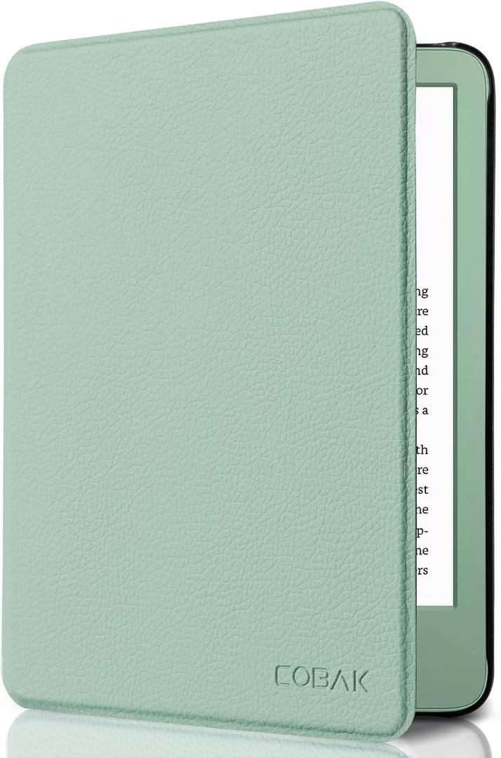 CoBak Case for 6" Kindle 11th Generation 2024/2022 & International Version, Premium PU Leather Smart Cover with Auto Sleep/Wake for 6" E-Reader, Matcha Green