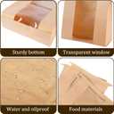 100 Pcs Bread Bags for Homemade Bread Sourdough Bags Paper Kraft with Window 14" x 8.3" x 3.5" with Tin Strip and 500 Pcs Seal Stickers for Cookies Coffee Beans and Bakery