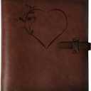 Photo Album 4x6 200 Photos, Genuine Leather Photo Albums with Writing Space with 30 Writing Paper, Travel Family Wedding Kids Graduation Ultrasound Baby Picture Album Scrapbook Photo AlbumLOVE (Heart)