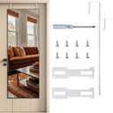 NYXXZ Over The Door Mirror Hanger Set, 2PCS Adjustable Door Mirror Hanger, Five-Hole Height Over The Doors-Mirrors Hook, w/Screwdriver/Sticker, Fit Door Depth 1.77" (Mirrors not Included)(White)