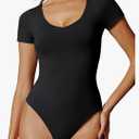 IUGA Bodysuits for Women Tummy Control Body Suits for Womens Compression Slimming Thong Bodysuit V Neck XL